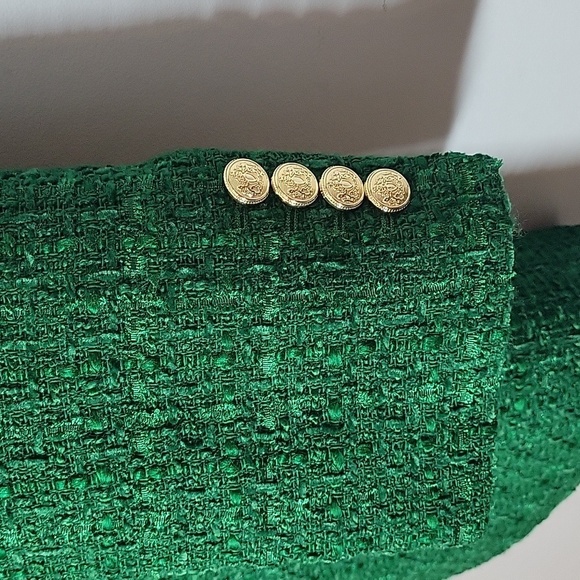 2761/062/500 ZARA Green textured tweed Blazer with gold buttons - Picture 3 of 10